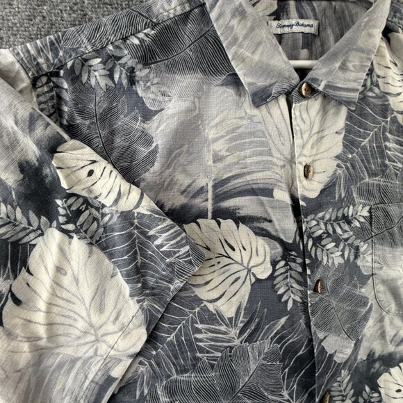 Tommy Bahama 3XL Silk Polyester Short Sleeve Floral Gray Vacation Mens Beach - Picture 3 of 16